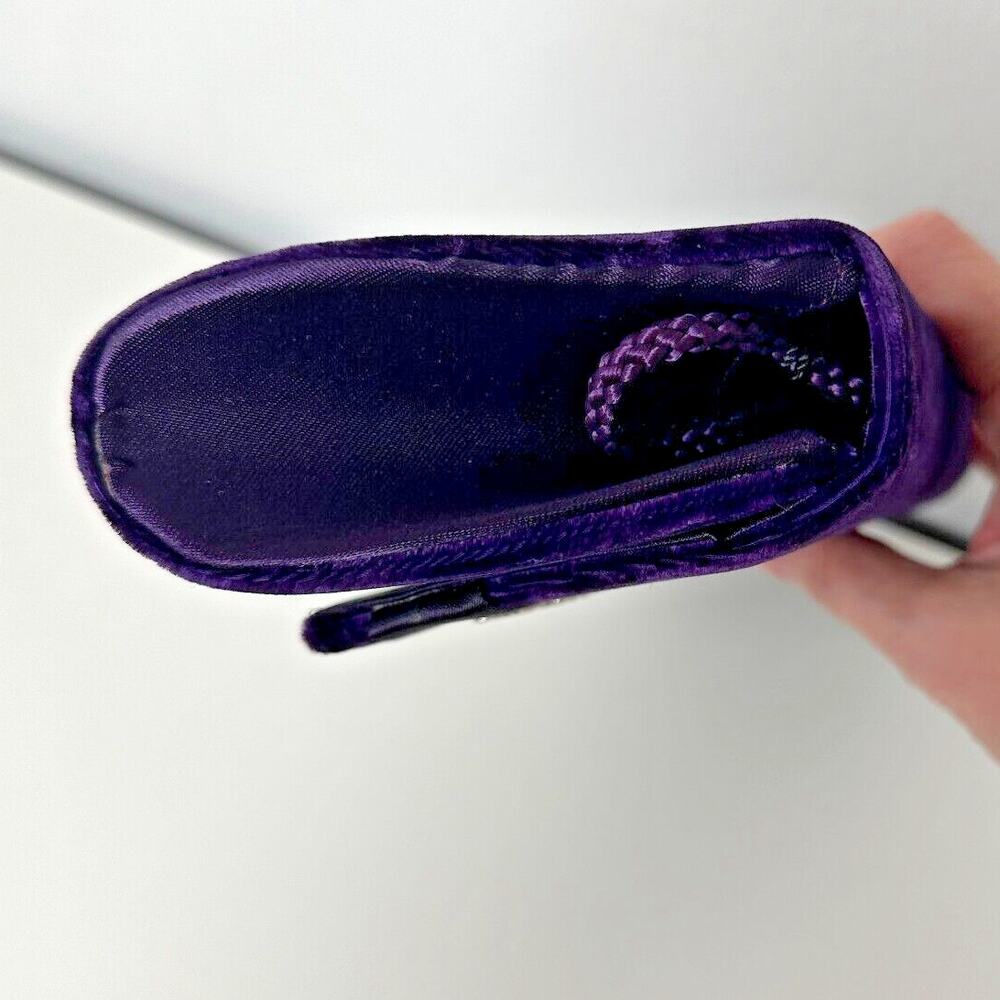 Savannah Purple Velour Clutch Rhinestone Embellished Hidden Rope Strap Clutch - Picture 5 of 12